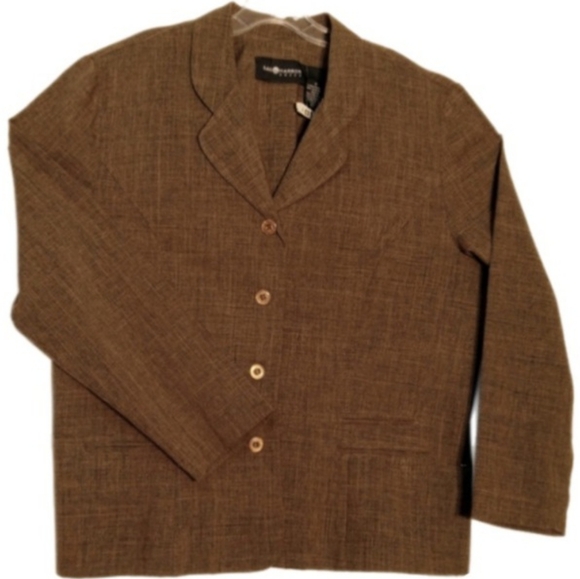 Sag Harbor Blazer Academia Minimalist Long Sleeve W18 Brown Pockets Button Close - Picture 1 of 12